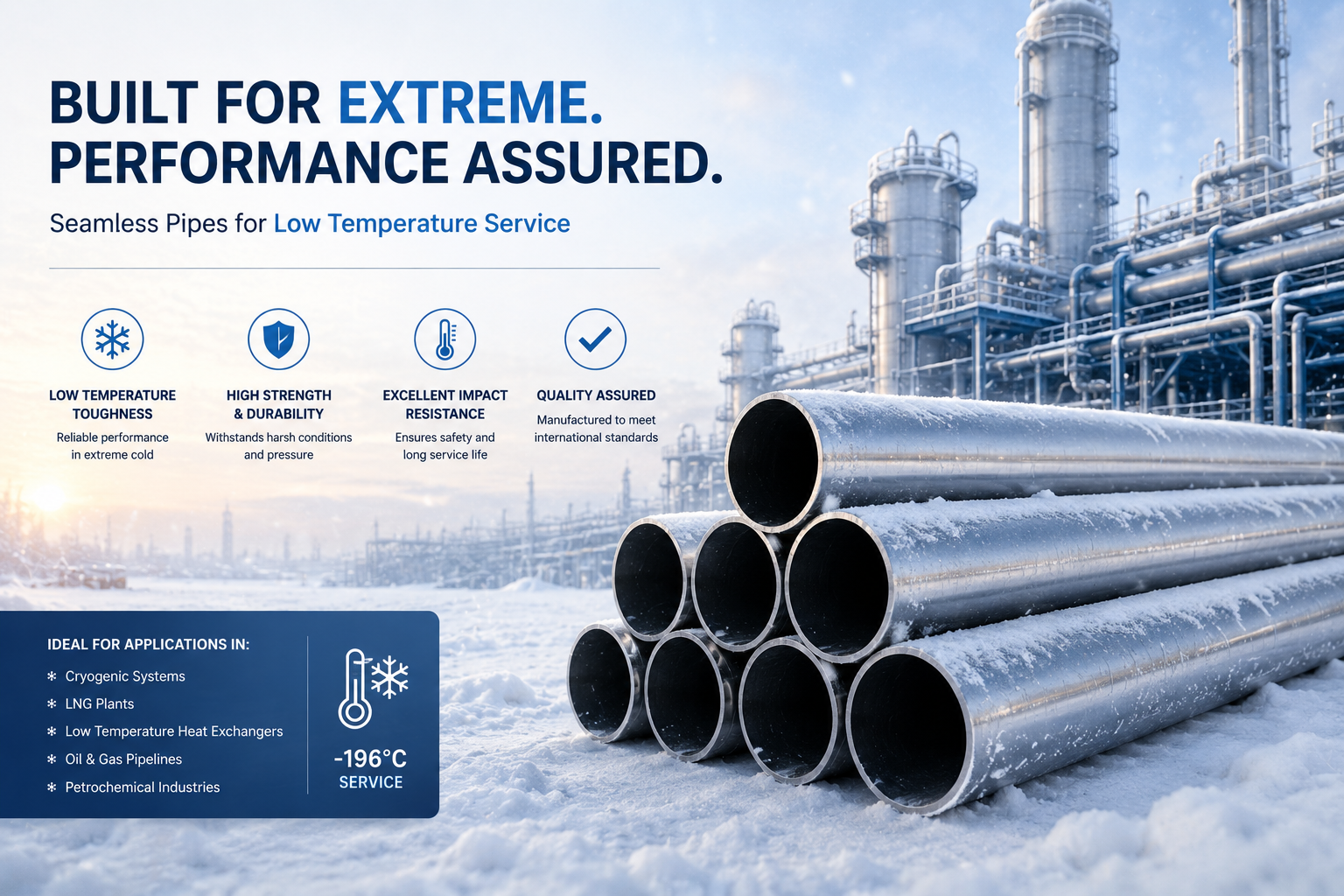 Low temperature seamless pipes